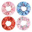 Satin Scrunchies for Girls Silk Large Hair Scrunchy 4 Pcs Elastic Cute Hairs Bands for Ponytail Holder Elastic Hair Ties Accessories for Women Girls, Music Lovers Fan Gift