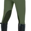 beroy Kids Horse Riding Knee-Patches Pants Girls Equestrian Front-Zip Breeches Legging with Pockets 2XL