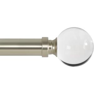 Ivilon Drapery Treatment Window Curtain Rod - Acrylic Ball 1 inch Pole. 28 to 48 Inch. Satin Nickel
