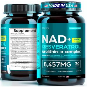 NAD Supplement 8,457 mg Extra Strength NMN Alternative Liposomal, Green Tea + Astaxanthin for Women & Men, Resveratrol, CoQ10, Alpha Lipoic Acid  Energy Anti-Aging,Cell Regeneration 30-Day