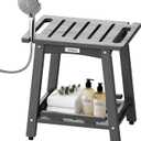 Shower Bench Seat, Non-Slip Shower Benches for Inside Shower to Sit on, HDPE Waterproof Shower Stool for Shaving Legs, Shower Chair with Adjustable Feet for Bathroom, Indoor/Outdoor Use, Grey (Medium 16.5*12.6*17.3 Inch)