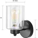 Metal Sconces Wall Lighting with Clear Glass Shade,Bathroom Black Vanity Light Matte Black Wall Sconce, Matte Black Vanity Lights for Bathroom, Modern Wall Light Fixtures