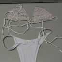 Women 2 Piece Shiny Diamond Crystal Bathing Suit Bikini Sexy Push Up Swimwear for Party Rave Clubwear, L