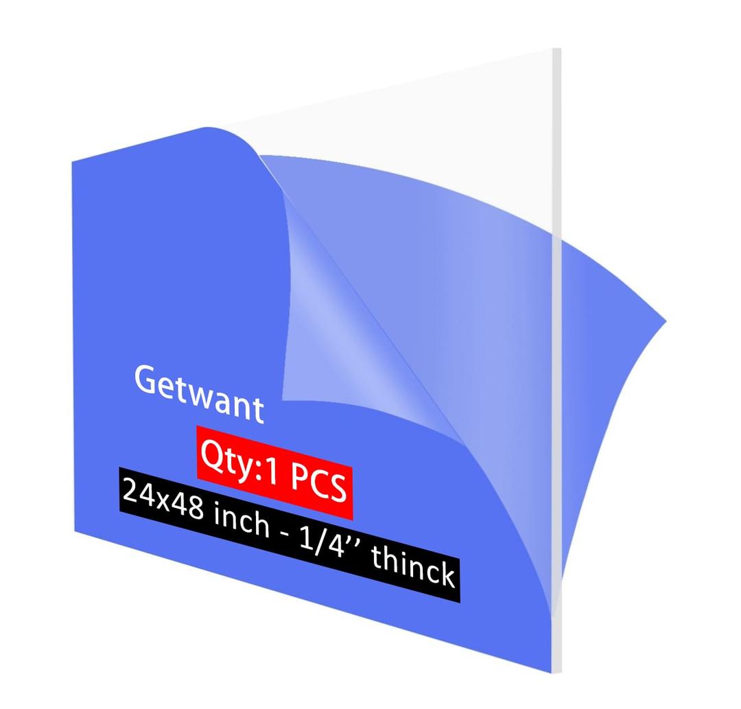 24x48 Plexiglass Sheets 1/4 inch Thick Clear 24x48 Acrylic Plexiglass Sheet 1/4 inch Thick Acrylic Board Lucite Panel - Idea for Display Case,Signage,Crafts,Lighting,Fish Tank,Windows