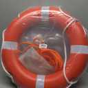 Life Ring 23" Boat Safety Throw Buoy With Reflective Tape & Grab Lines - Orange for Boats, Includes Water Floating Saving Rope and Bracket