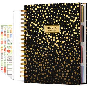 AIMPEAK 2026-2027 Large Planner, 18-Month Calendar Planners 2026-2027, 8"10", Jan. 2026 - Jun. 2027, Spiral Bound with Stickers, Gift Box & Dividers, Polka Dot Cover