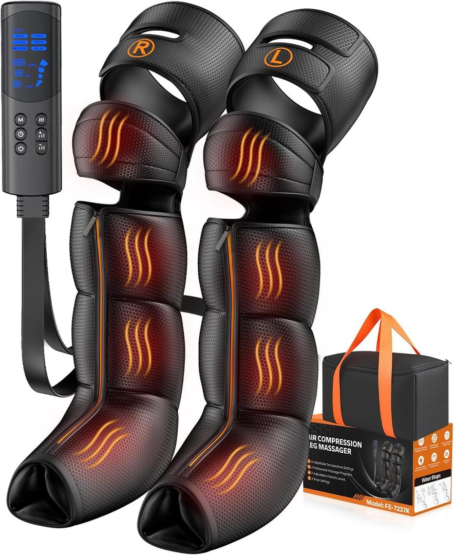 Leg Massager with Heat and Compression - Foot Calf Thigh Massage for Circulation and Pain Relief, Professional Compression Boots with 6 Modes, 9 Intensity, 4 Heat Father Day Gifts for Mom Dad