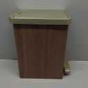 Compact Trash Can with Lid, 15 Liter/3.9 Gallon, Plastic Slim Garbage Can for Home, Bathroom, Kitchen, Office, Living Room, Bedroom, Vintage Waste Bin with Foot Pedal and Touch Top