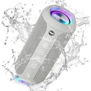 Ortizan Portable Bluetooth Speaker, IPX7 Waterproof Wireless Speaker with 24W Loud Stereo Sound, Outdoor Speakers with Bluetooth 5.0, 30H Playtime,66ft Bluetooth Range, Dual Pairing for Home (Gray)