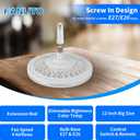 Light Socket Fan with Remote 12, Screw in Socket Fan Light with Dimmable Brightness and Color Temp, Socket Modern Flush Mount Low Profile Ceiling Fan for Bedroom, Small Living Room, Kitchen