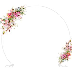 Wokceer Wedding Arch 8FT Round Backdrop Stand Balloon Arch Stand White Circle Balloon Arch Frame for Wedding Ceremony Birthday Party Anniversary Valentine Celebration Decoration