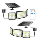 Solar Lights Outdoor,3000LM 236 LED Solar Security Lights with Remote Control,3 Heads Motion Sensor Lights,IP65 Waterproof Split Solar Powered Flood Wall Lights for Garden Garage Yard(2 PCS)