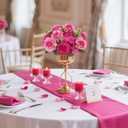 BLOSMON Peony Artificial Flowers Ball: 2pc 9.5 Inch Hot Pink Floral Arrangement for Centerpieces - Easy to Use Wedding Dinning Table Decoration - Fake Silk Peony Kissing Ball Home Party Decor