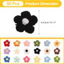uxcell 50pcs Flower Sew on Patches, Crochet Floral Petals Handmade Crochet Flowers Appliques Embellishments for DIY Hair Clothes Wedding Party Craft, Black and White