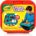 Crayola Create 'N Carry Art Set (75pcs), 2-in-1 Lap Desk & Carrying Case, Art Kit for Kids Crafts, Drawing & Coloring Supplies, Travel Gifts for Kids