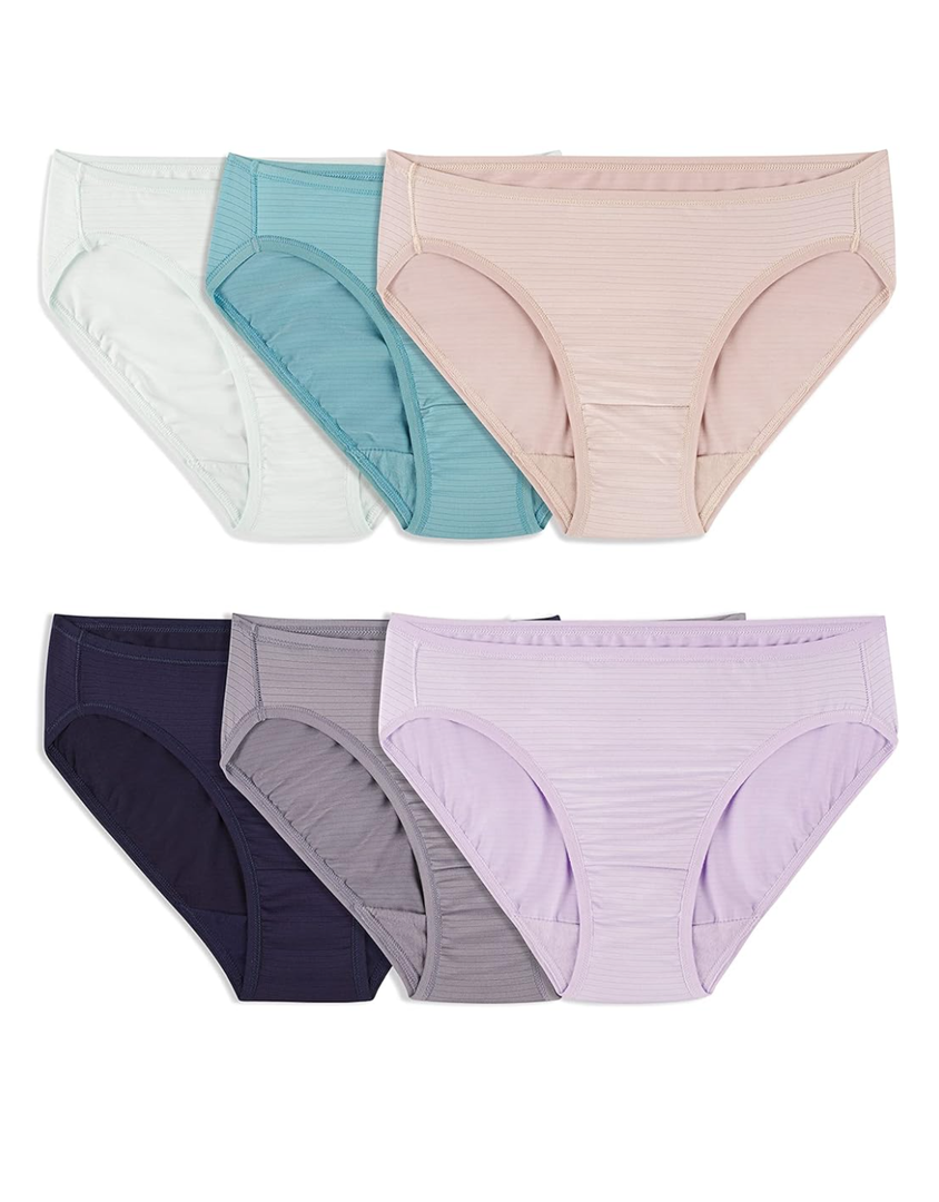 Fruit of the Loom Women's Breathable Underwear, Moisture Wicking Keeps You Cool & Comfortable, Size 6