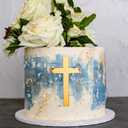 16pcs of Acrylic Cross Cake Topper, Cross Cake Charm for Baptism, Christening, Holy Communion Cake (6'', Gold Mirror)