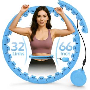 Weighted Hula Circle with 32 Links(66 Inch), Sweet Weight Ball, for Adults Weight Loss, Infinity Fitness Hoop Plus Size, for Women Smart Exercise Equipment