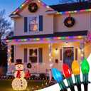 Christmas Pathway Lights Outdoor, 102.8 Ft Driveway Christmas Lights with 80 Multicolor Bulbs and Stakes, Connectable Outdoor Decorations Yard Walkway Sidewalk Holiday, Multicolor (4Packs)