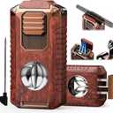 5-in-1 Torch Lighter with Triple Flame Butane Lighter with Triple Windproof Jet Flame, Refillable Lighter with Gift Box for Men(Butane Not Included)-red