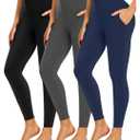 NEW YOUNG 3 Pack Leggings with Pockets for Women, High Waisted Tummy Control Workout Yoga Pants, Small