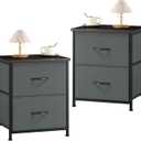 Somdot Nightstand Set of 2, Small Dresser for Bedroom with 2 Drawers, Bedside Table Night Stand End Table with Fabric Bins for Bedroom Kids Closet Dorm Guest Room, Charcoal Grey
