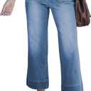 luvamia Wide Leg Jeans for Women Trendy High Waisted Flare Jeans Cropped Denim Pants Stretchy Baggy with Patch Pockets (Small, Blue Tides)