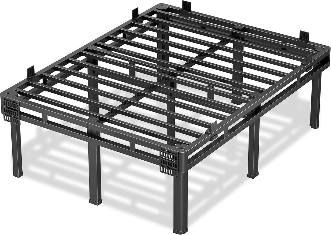 Superay King Bed Frame, 16 inch Metal Bed Frame & Box Spring 2 in 1 Design