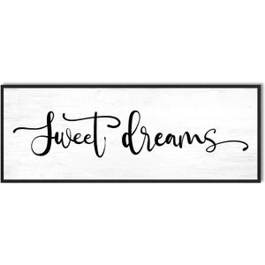 Sweet Dreams Wall Decor Above Bed: Farmhouse Bedroom Sign Guest Room Wall Decor,32x12 Inch Framed Canvas Modern Master Bedroom Wall Art Rustic Hanging Plaque Home Decor