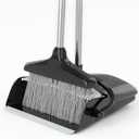 Broom with Dustpan Combo Set 54" Long Handle Angle Broom and Dust Pan for Home Office Cleaning Sweeping (Black and Grey)