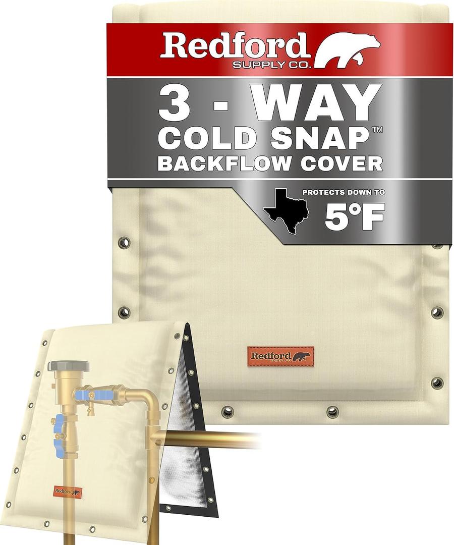 Cold Snap (5°F) Backflow Preventer Insulation Cover, 3-Way Custom, 16"W x 20"H, Pipe Insulation, Water Sprinkler Covers for Outside, Sprinkler Backflow Cover for Winter (Beige)
