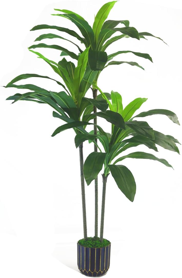 Artificial Plants Indoor - 4ft Artificial Dracaena Tree - Fake Tree Realistic Fake Indoor Plant with Zero Maintenance for Home and Office Decor Sonvviky