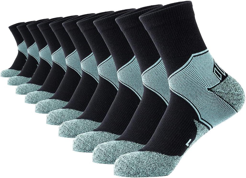 GLENMEARL Crew Socks for for Men & Women, 5 Pairs Cushioned Athletic Cotton Socks, Moisture Calf Boot Socks for Hiking (M)