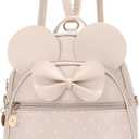 KL928 Girls Mini Backpack Bowknot Polka Dot Cute Small Daypacks Convertible Shoulder Bag Purse for Women (Khaki)