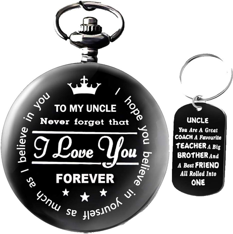 Udaney to My Uncle Pocket Watch Black Watch Gifts for Uncle from Nephew Niece