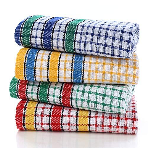 Gentlife Large Kitchen Dish Towels, 16 Inch x 26 Inch Bulk Absorbent Cotton Kitchen Towels, 4 Pack Bright Colorful Tea/Bar Towel for Washing Drying Dishes and Household
