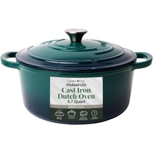Larder & Vine Enameled Cast Iron 5.7qt Dutch Oven Pot with Lid | Bread Baking | Compatible on All Cooktops & Oven Safe to 500° F | Great for Sourdough Bread | Bondi