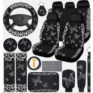 BBTO 43 Pcs Butterfly Car Seat Full Set Accessories Cow Print