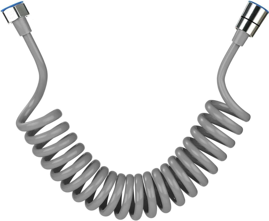 PU Flexible Telescopic Bidet Spring Hose with G1/2 (0.8 inches, 20 mm),Internal Thread Interface, Spring Hose, 118" Gray (3 Meters Gray)