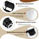 4-Light Bathroom Light Fixtures, Modern Vanity Lights, Black Metal Wall Lamp with White Marble Glass for Bathroom, Mirror, Living Room, Bedroom, Cabinet, Porch, Hallway, E26 Base