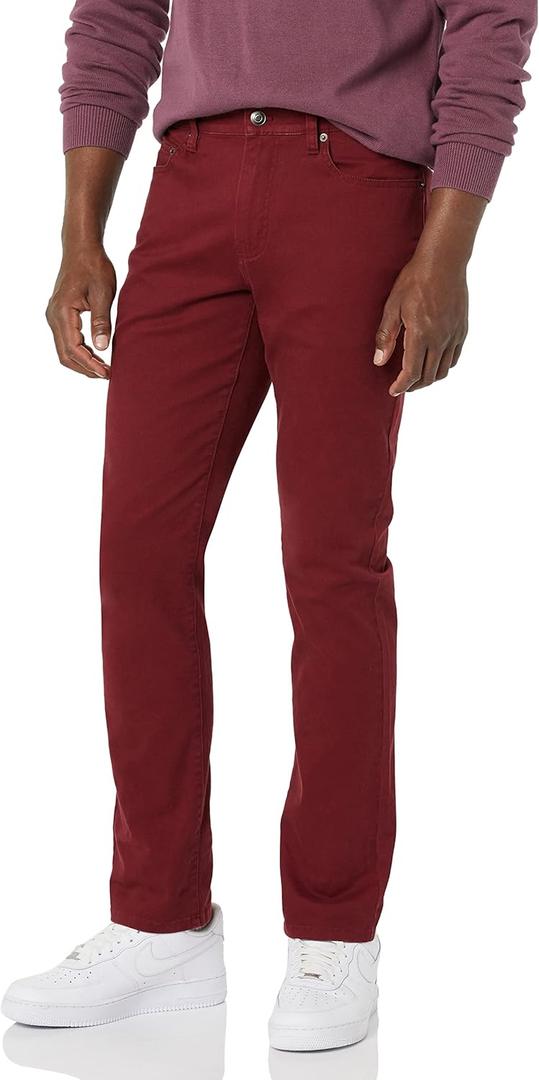 Amazon Essentials Men's Slim-Fit Pants, 5-Pocket Stretch Twill Design (28W x 29L, Burgundy)