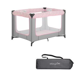 Dream On Me Zodiak Portable Playard in Grey and Pink, Lightweight, Packable and Easy Setup Baby Playard, Breathable Mesh Sides and Soft Fabric - Comes with a Removable Padded Mat