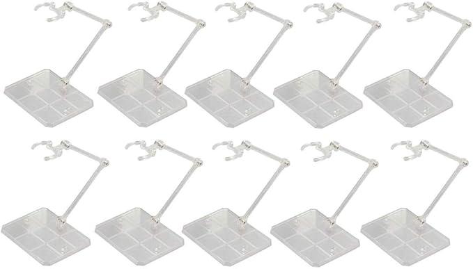 Migaven Action Figure Stand, 10pcs Assembly Action Figure Display Holder Base Doll Model Support Display Stand Compatible with HG RG SD SHF Gundam 1/144 Toy Clear