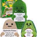 Cute Crochet Christmas Birthday Gifts, Emotional Small Funny Potato Pickle Avocado, Inspirational Support Secrete Santa White Elephant Gag Gift for Her/Him/Mom/Dad/Friend/Coworker, Unique Desk Decor