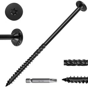 FMhotu #14 Heavy-Duty Wood Screws, Star Drive Deck Screws, Rust Resistant Timber Screws for Timber/Log/Landscaping Wood (8 Inch,500Pcs,Black)