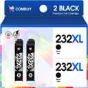 232XL Black Ink Cartridges Remanufactured for Epson 232XL Ink Cartridges Combo Pack for Expression Home XP-4200 XP-4205 Workforce WF-2930 WF-2950 XP4200 WF2950 Printer (2 Black)