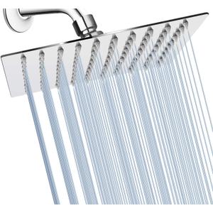 GGStudy Square 8 Inch Square Stainless Steel Shower Head - Rain Style Shower Head Chrome