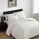 Vera Wang - Queen Comforter Set, Naturally Soft Cotton Bedding w/Matching Pillowcases, Crisp & Smooth w/a Lightweight Feel, 3 Piece Bed Set (Threaded Basketweave White)