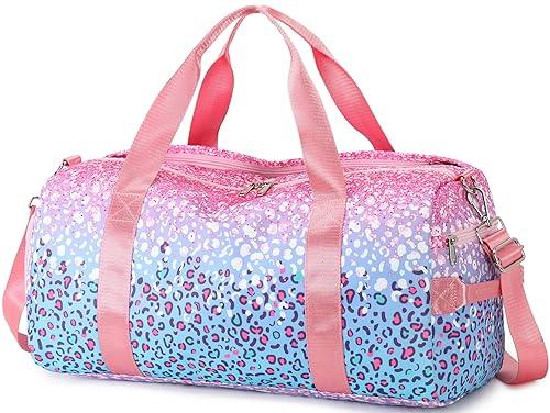 BLUBOON Duffle Bag Girls Kids Cute Gym Bag with Shoes Compartment & Wet Separation Waterproof Sports Overnight Travel Bag