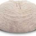 Fluffy Faux Bunny Fur Bean Bag Pouf Cover(No Filler) Soft Faux RH Fur Sofa Bed Washable Bean Bag Couch Cover for Adults Teens Kids Girls(Khaki,100cm)
